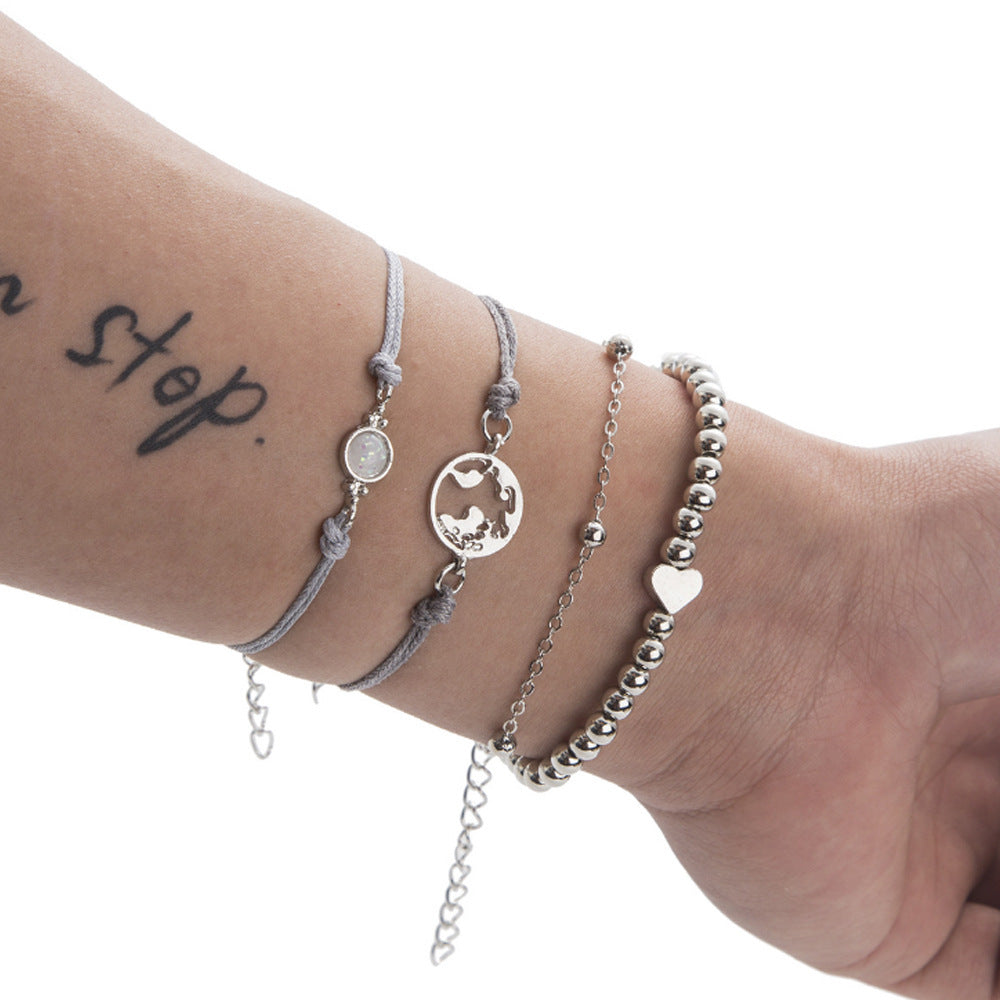 Map Opal Bead Necklace Anchor Chain Women