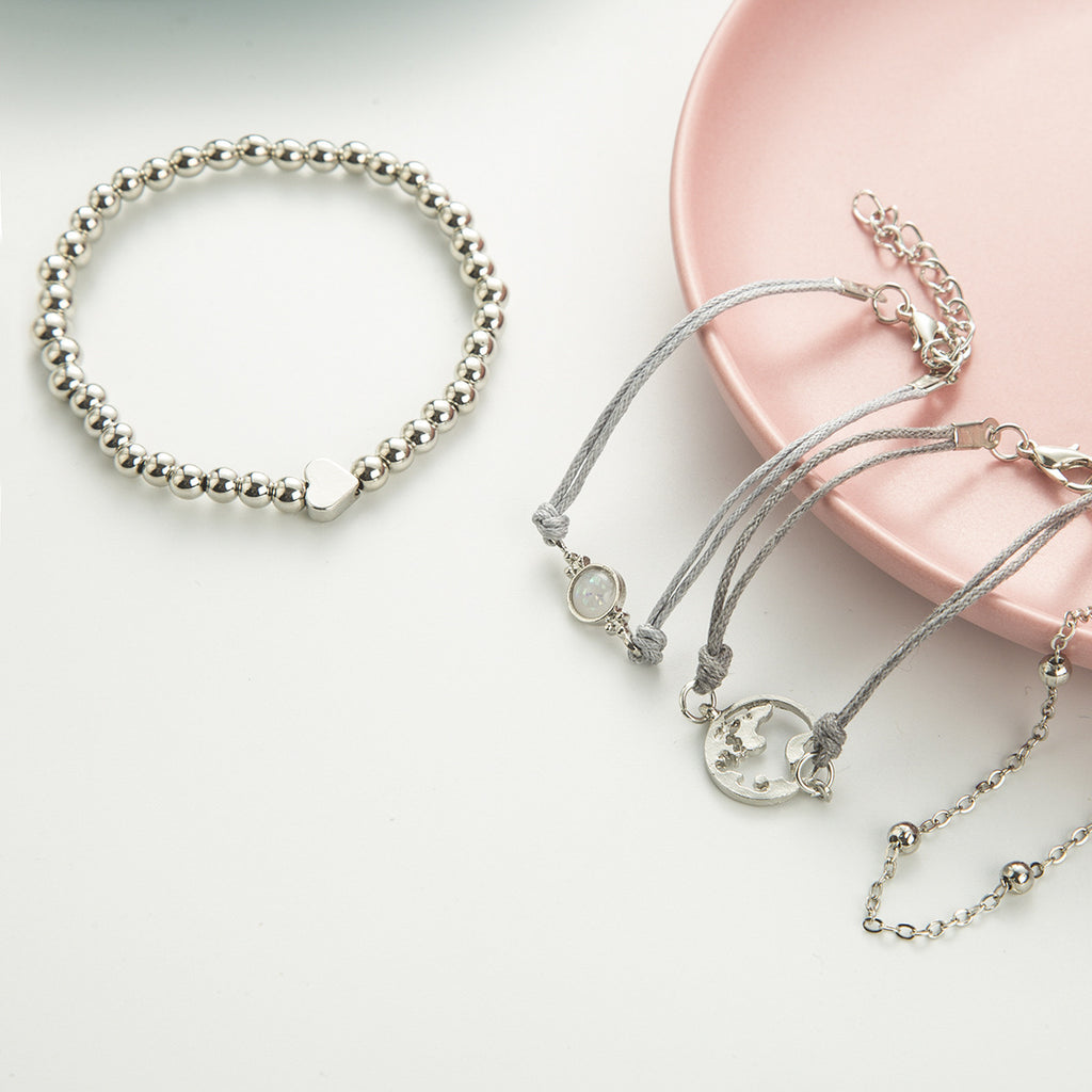 Map Opal Bead Necklace Anchor Chain Women