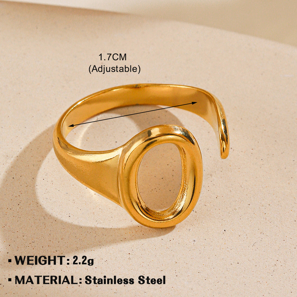 Oval Ins Style Fashion Electroplating Opening Adjustable Titanium Steel Ring