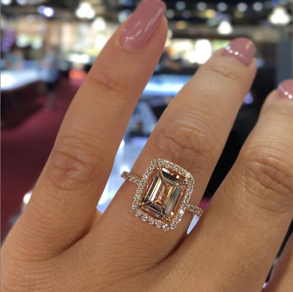 Ornament Birthday Gift Champagne Rhinestone Ring