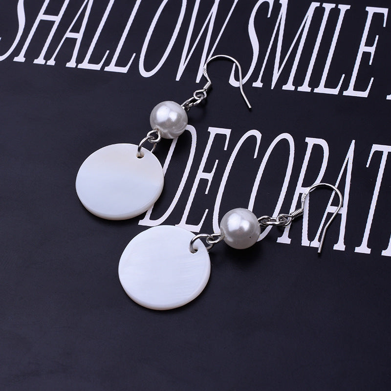 Fashionable All-match Circle Shell Pearl Earrings Women