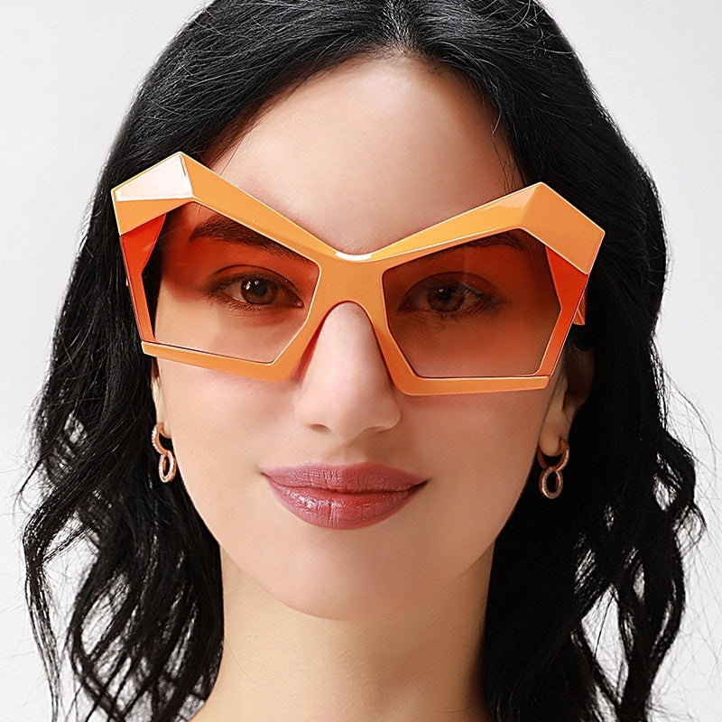 Cat's Eye Polygon Large Rim Sunglasses Female