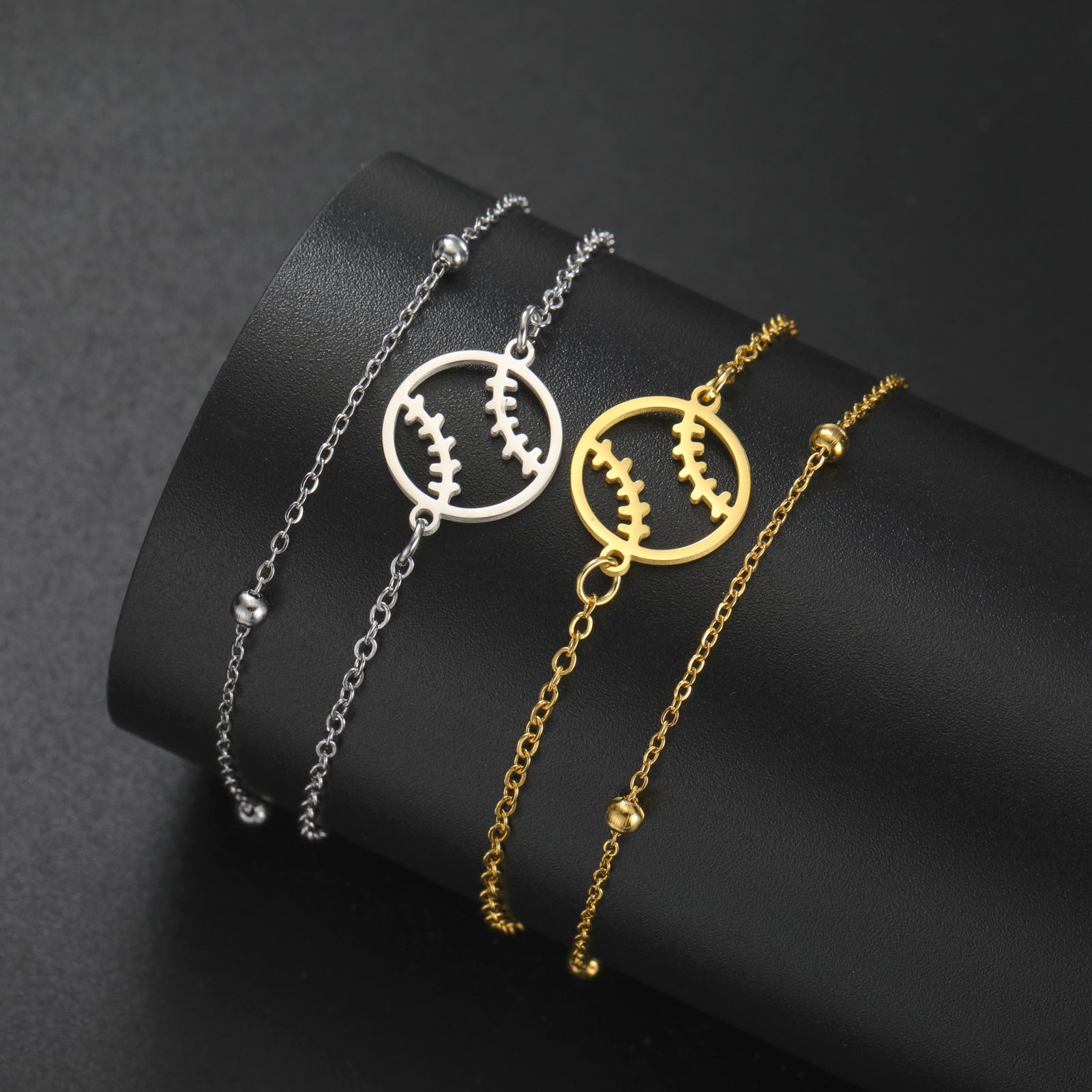 Sports Enthusiasts Titanium Steel Bracelet Hollow Baseball Temperament Wild