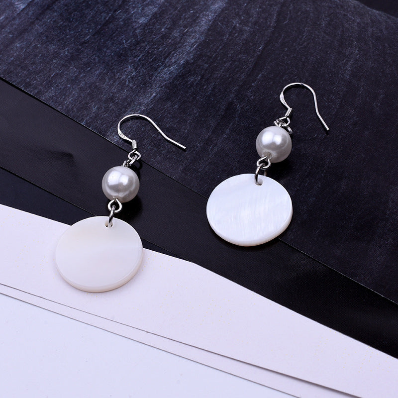 Fashionable All-match Circle Shell Pearl Earrings Women