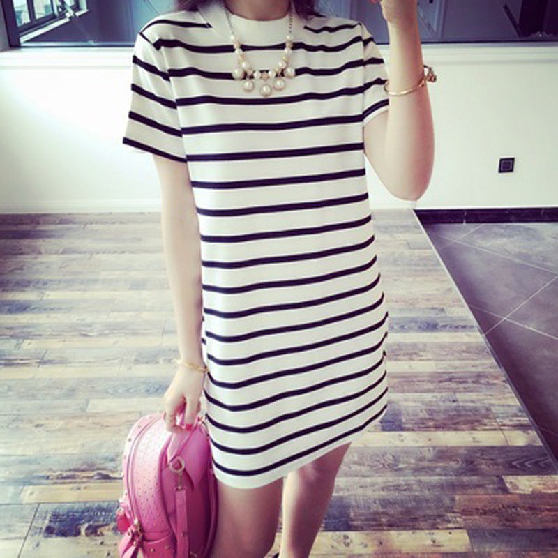 Striped Loose Horizontal Stripes Ladies Dress