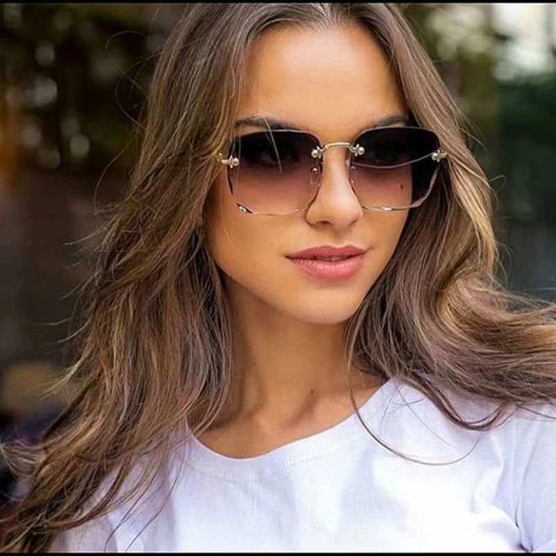 Rimless Square Sunglasses For Women