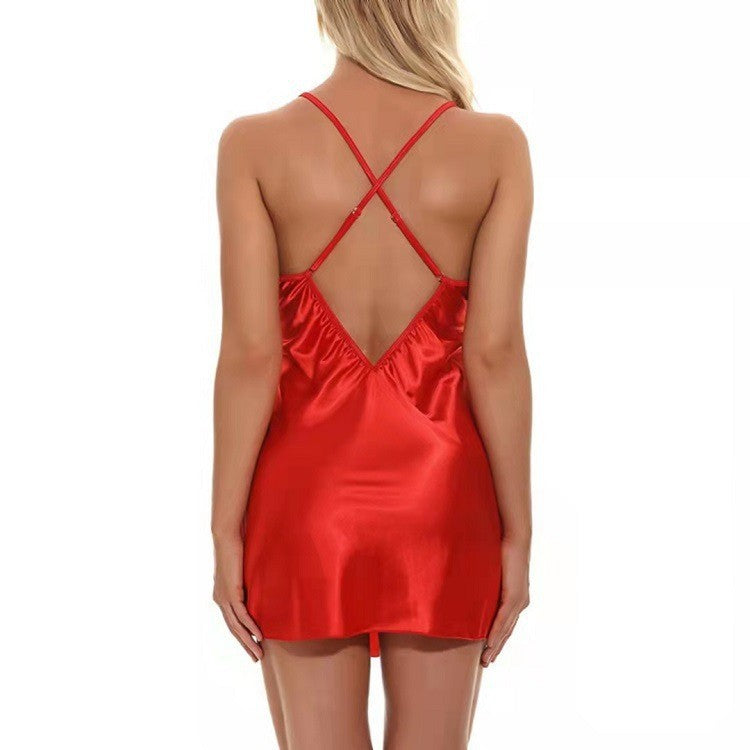 Underwear Women's Oiled Nightgown Christmas Dress Deep V