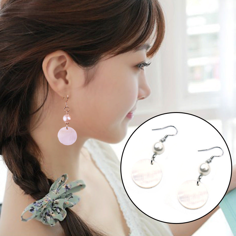 Fashionable All-match Circle Shell Pearl Earrings Women
