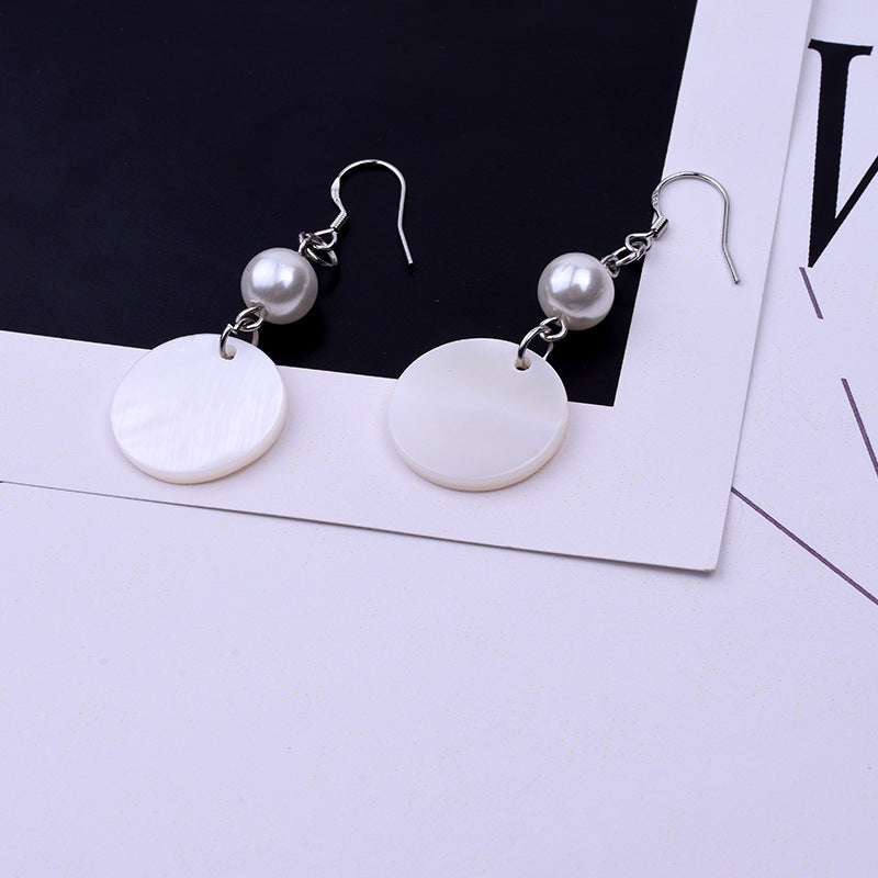 Fashionable All-match Circle Shell Pearl Earrings Women