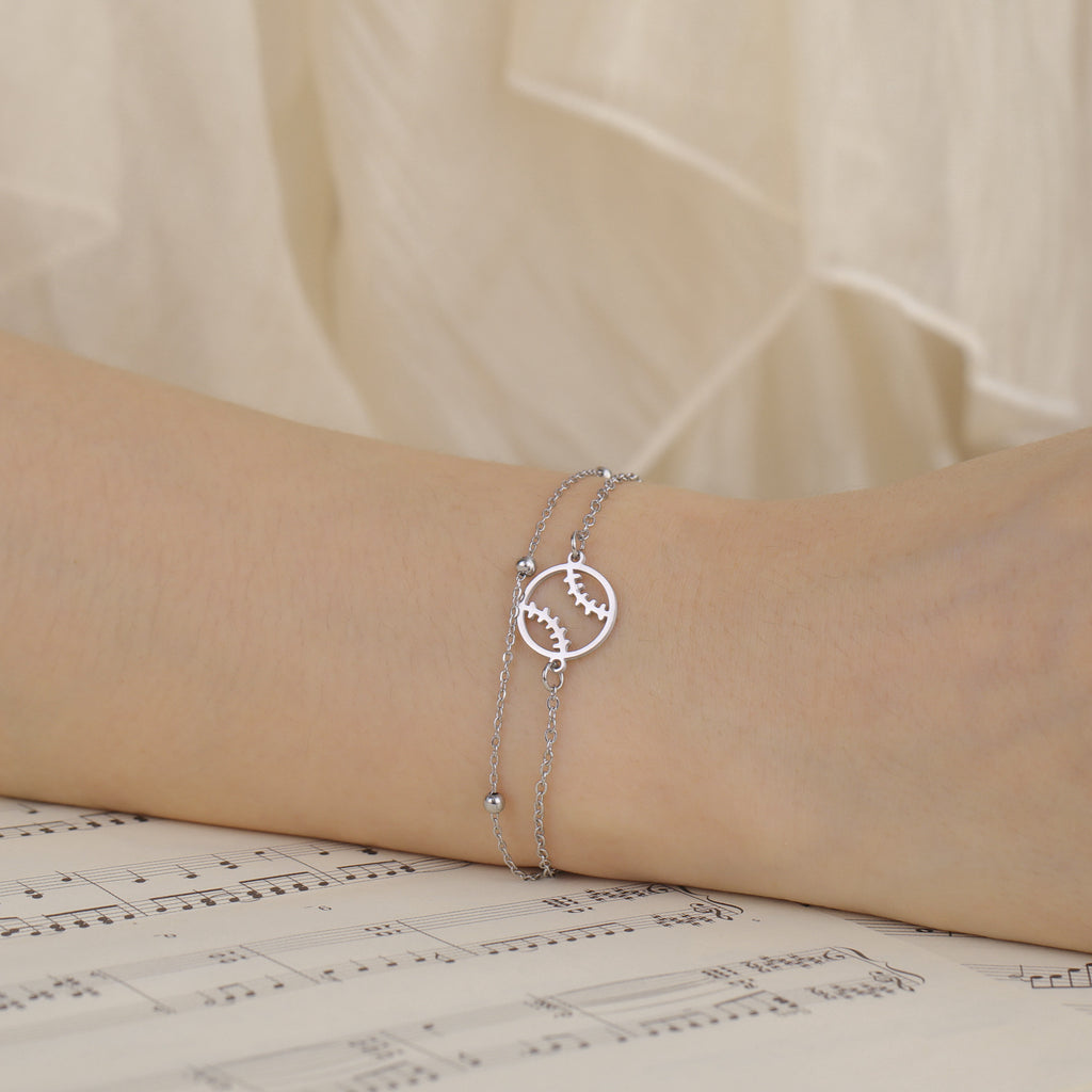 Sports Enthusiasts Titanium Steel Bracelet Hollow Baseball Temperament Wild