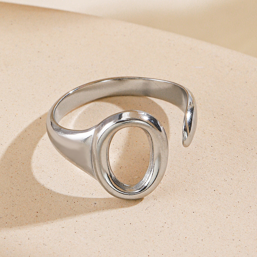 Oval Ins Style Fashion Electroplating Opening Adjustable Titanium Steel Ring