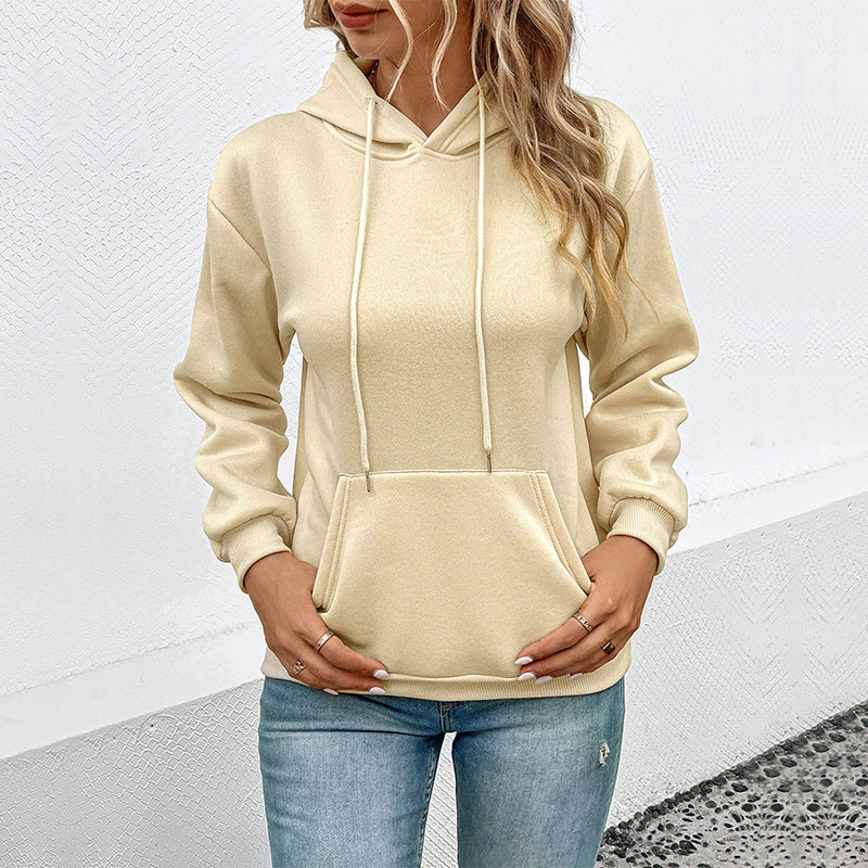 Cross-border Long Sleeve Solid Color Hoodie