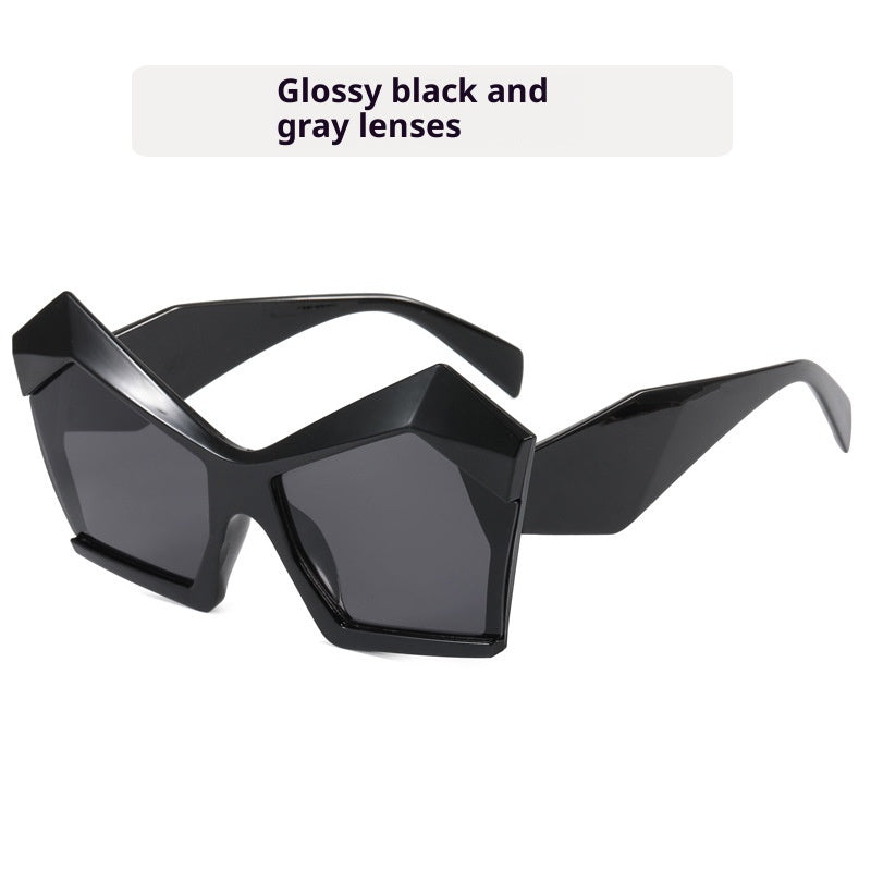 Cat's Eye Polygon Large Rim Sunglasses Female
