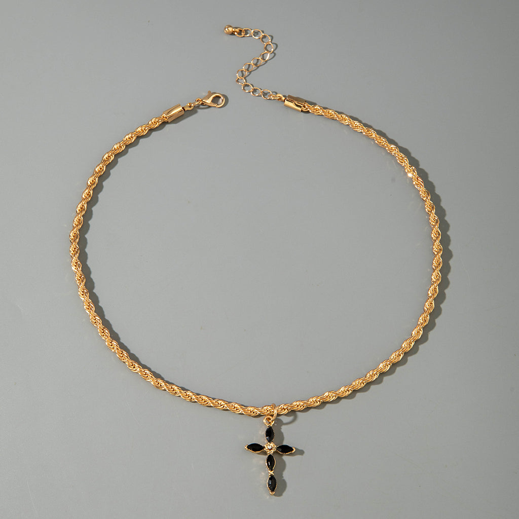 Cross Geometric Diamond Chain Clause Necklace