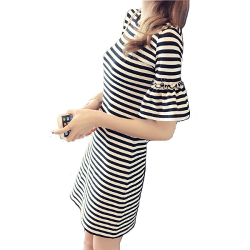 Striped Loose Horizontal Stripes Ladies Dress