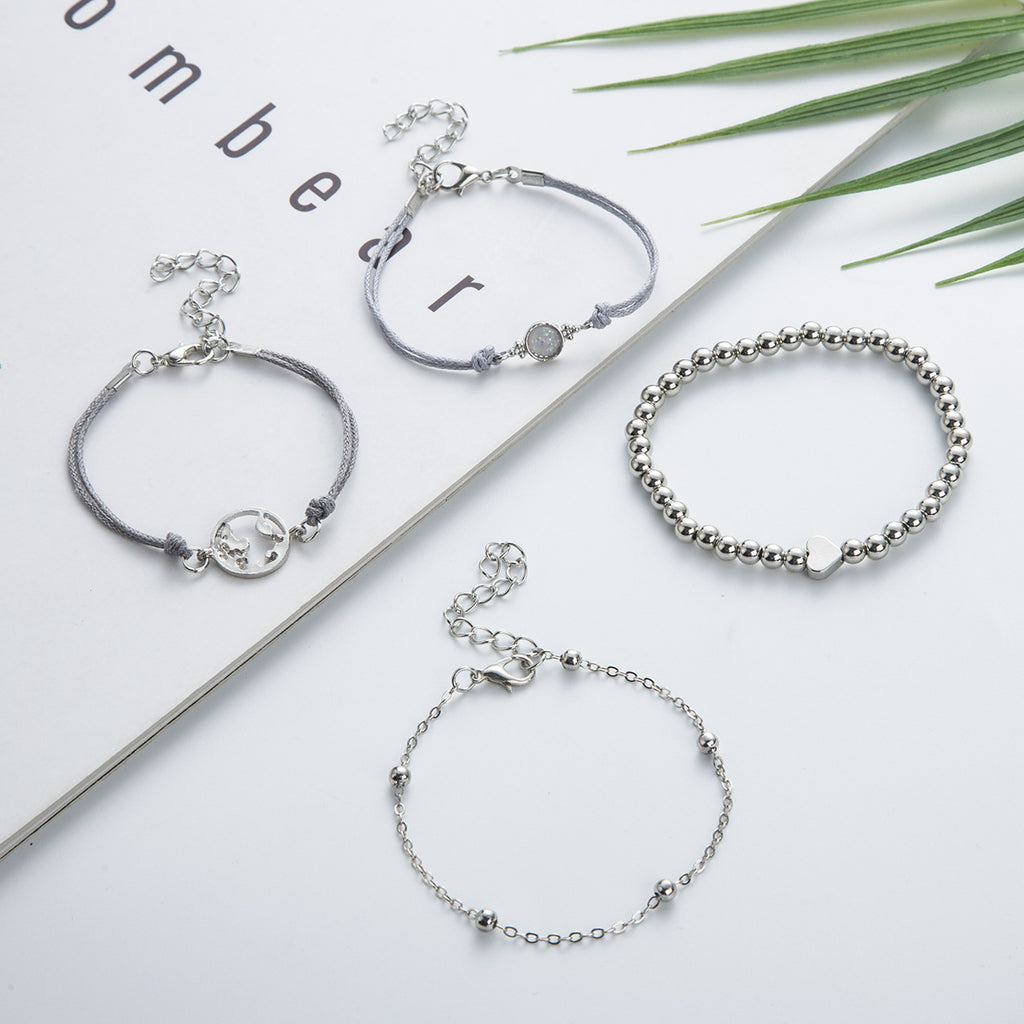 Map Opal Bead Necklace Anchor Chain Women