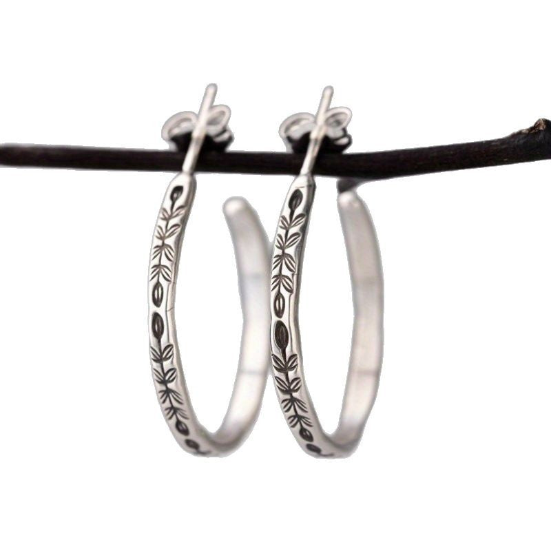 Retro Botanical Circle Earrings