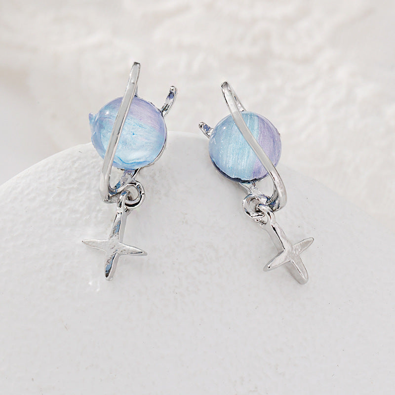 Planet Falling Blue Dream Earrings Metal
