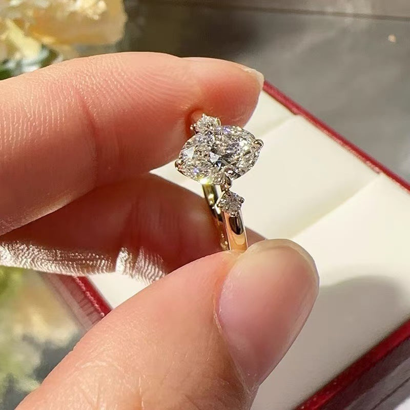 Sterling Silver 2 Karat Oval Pigeon Egg-shaped Ring For Women