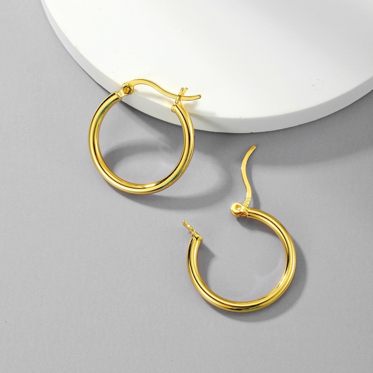 Stainless Steel Earrings Hoop Circle Women Gold