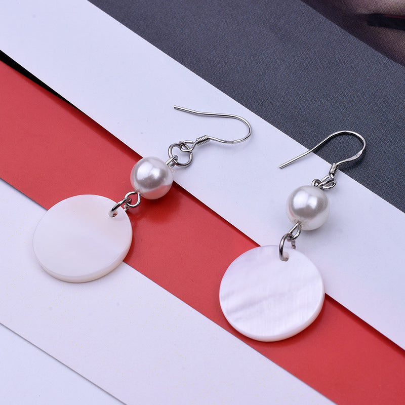 Fashionable All-match Circle Shell Pearl Earrings Women