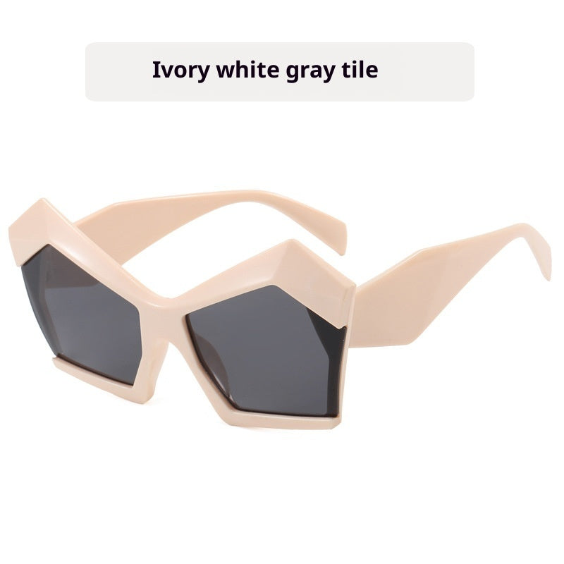 Cat's Eye Polygon Large Rim Sunglasses Female