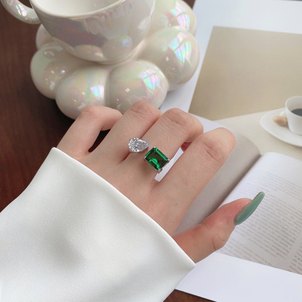 S925 Sterling Silver Emerald Zircon Ring