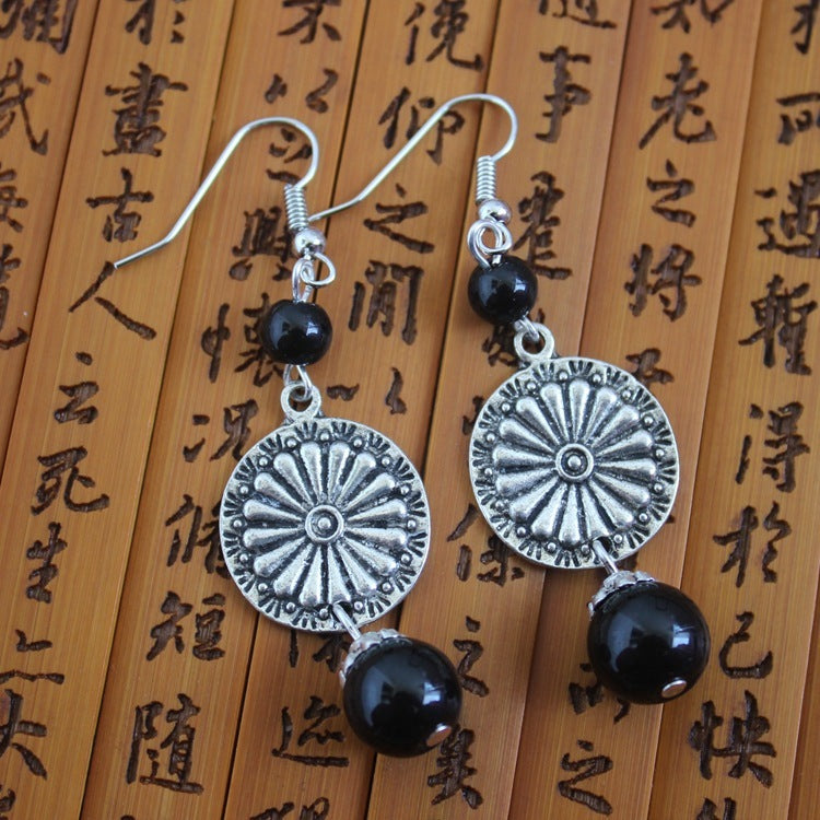 Ethnic Style Handmade Small Accessories Colorful Stone Long Earrings