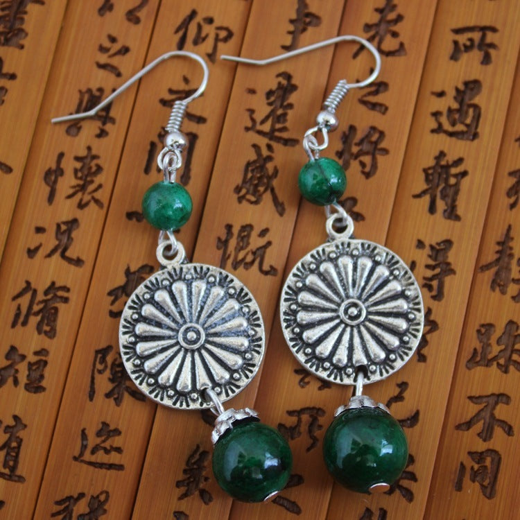 Ethnic Style Handmade Small Accessories Colorful Stone Long Earrings