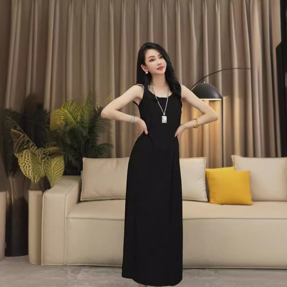 Draping Slim Fit All-match Pleated Dress