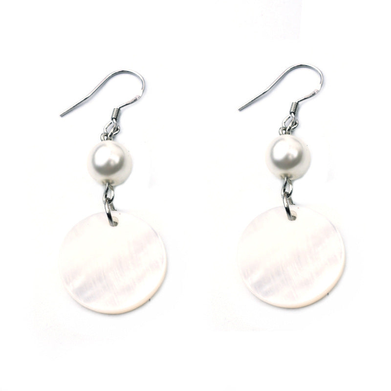 Fashionable All-match Circle Shell Pearl Earrings Women